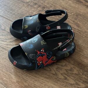 Marvel Black Spider-Man Kids Slide Sandals with Web Graphics